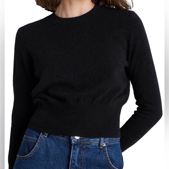 Quince Sweaters - Quince Mongolian Cashmere Shrunken Sweatshirt Black Size XS